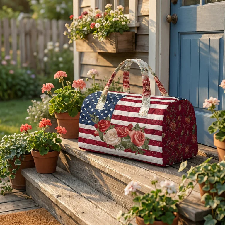 Handmade Quilted USA Tote Bag
