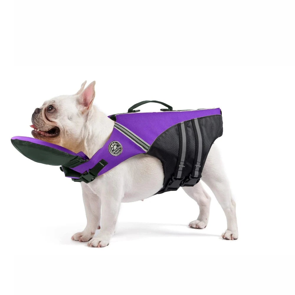 Reflective Dog Life Jacket Vest Removable Neck Float High Buoyancy Dogs Swimming Clothes, Pet Safety Swimsuit for Dog Cat