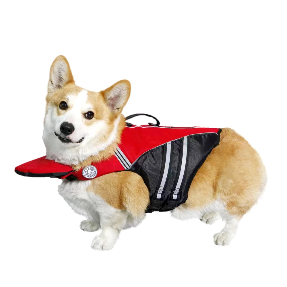 Reflective Dog Life Jacket Vest Removable Neck Float High Buoyancy Dogs Swimming Clothes, Pet Safety Swimsuit for Dog Cat