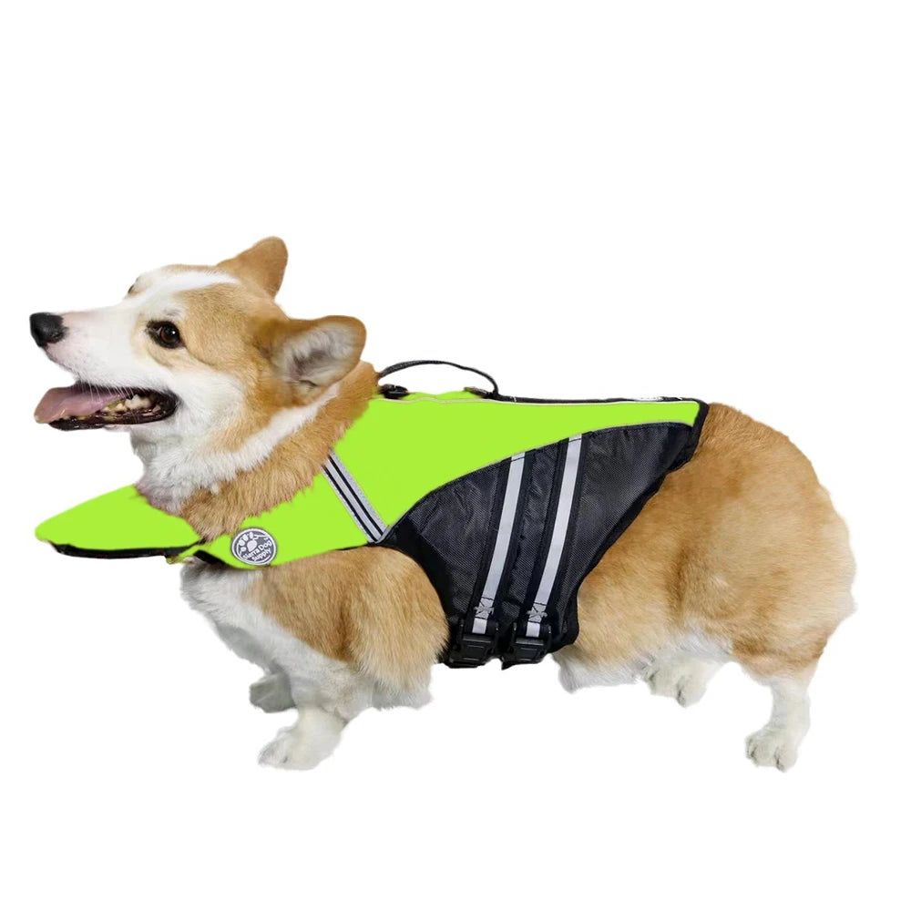 Reflective Dog Life Jacket Vest Removable Neck Float High Buoyancy Dogs Swimming Clothes, Pet Safety Swimsuit for Dog Cat