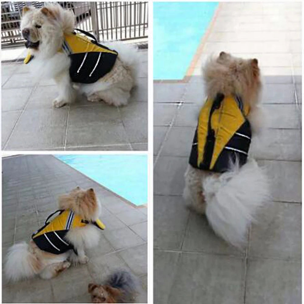 Reflective Dog Life Jacket Vest Removable Neck Float High Buoyancy Dogs Swimming Clothes, Pet Safety Swimsuit for Dog Cat