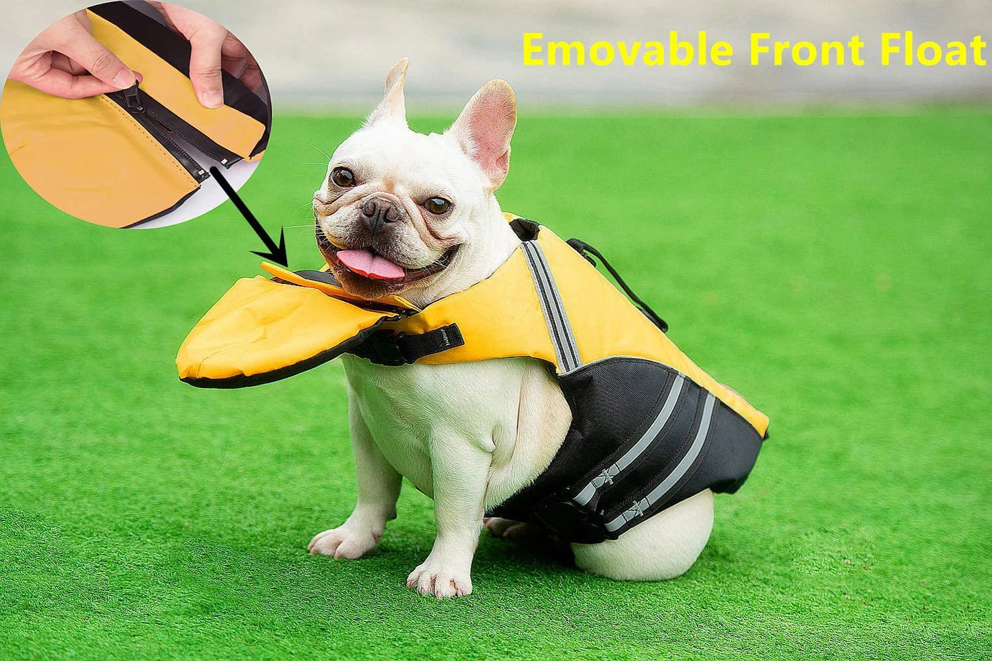 Reflective Dog Life Jacket Vest Removable Neck Float High Buoyancy Dogs Swimming Clothes, Pet Safety Swimsuit for Dog Cat