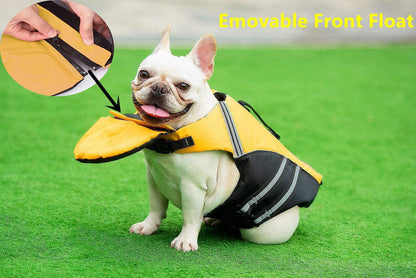 Reflective Dog Life Jacket Vest Removable Neck Float High Buoyancy Dogs Swimming Clothes, Pet Safety Swimsuit for Dog Cat